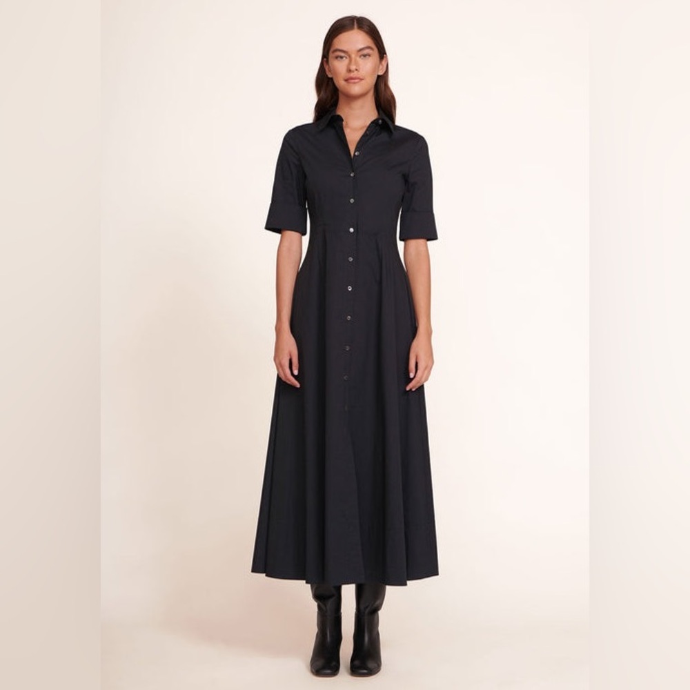 NWT STAUD Joan Black Button-Down Dress